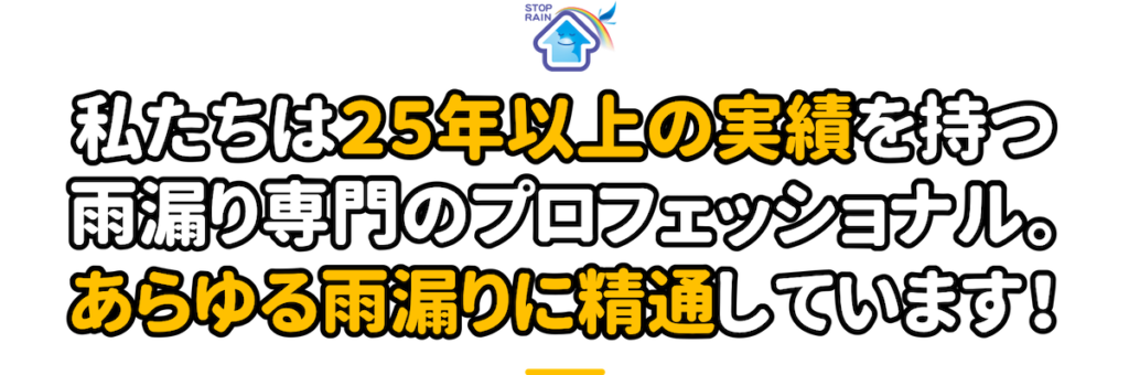 私たちは25年以上の実績を持つ雨漏り専門のプロフェッショナル。あらゆる雨漏りに精通しています！