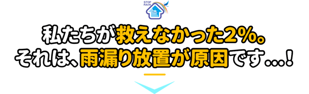 私たちが救えなかった雨漏りの2%は雨漏りの放置が原因です