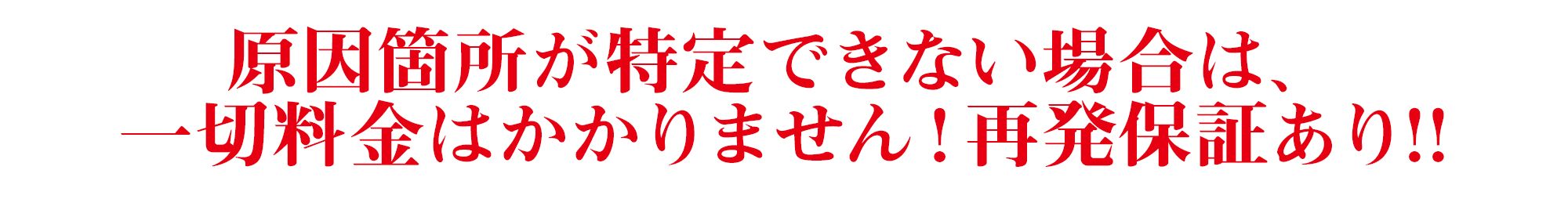 同一箇所で1年以内に雨漏りが発生した場合、再発保証もしくは全額返金保証※いたします。